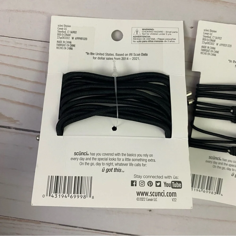 3x Scunci Ponytailers 6-pcs each pack Black 1 with Faux Pearls